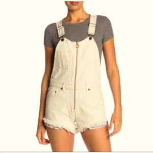 We the Free- FP- NWT- over-alls Cream Jean shorts size 10